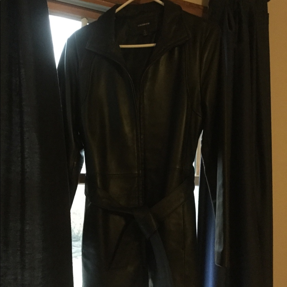 Leather jacket like new with waist tie